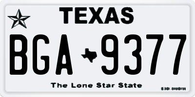 TX license plate BGA9377
