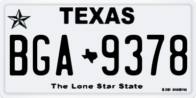 TX license plate BGA9378