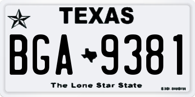 TX license plate BGA9381