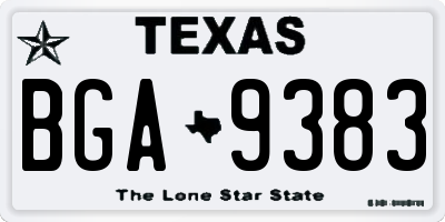 TX license plate BGA9383