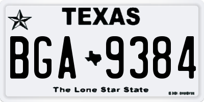 TX license plate BGA9384