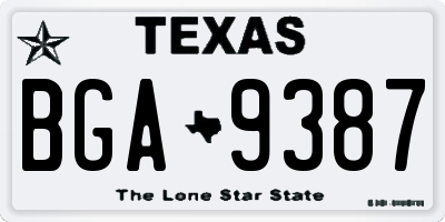 TX license plate BGA9387