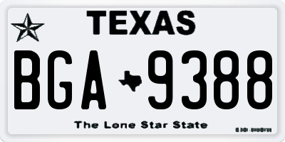 TX license plate BGA9388