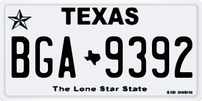 TX license plate BGA9392