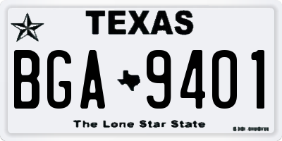 TX license plate BGA9401
