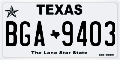 TX license plate BGA9403