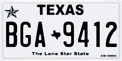 TX license plate BGA9412