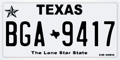 TX license plate BGA9417