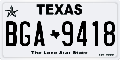 TX license plate BGA9418
