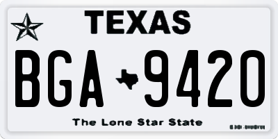 TX license plate BGA9420