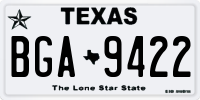 TX license plate BGA9422