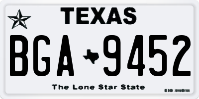 TX license plate BGA9452