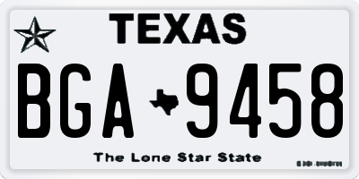 TX license plate BGA9458