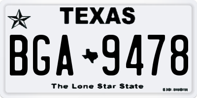 TX license plate BGA9478