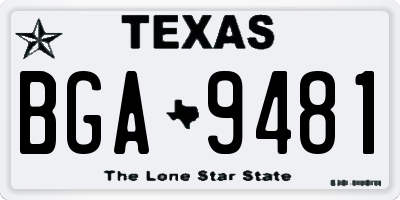 TX license plate BGA9481