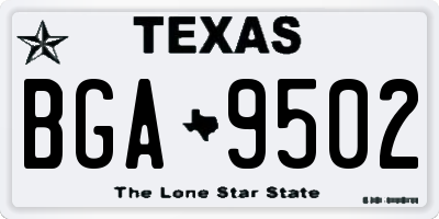 TX license plate BGA9502