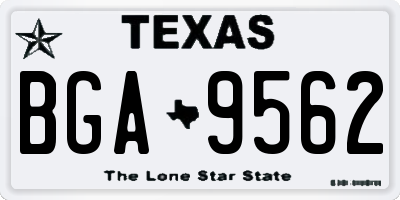TX license plate BGA9562
