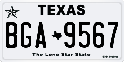 TX license plate BGA9567