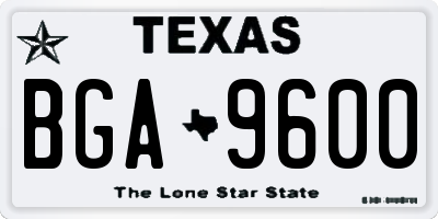 TX license plate BGA9600