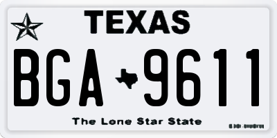 TX license plate BGA9611