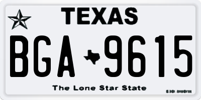 TX license plate BGA9615