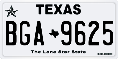 TX license plate BGA9625