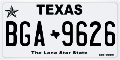 TX license plate BGA9626