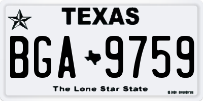 TX license plate BGA9759