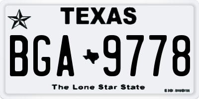 TX license plate BGA9778