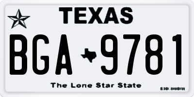 TX license plate BGA9781