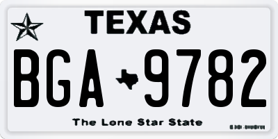 TX license plate BGA9782