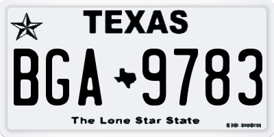 TX license plate BGA9783