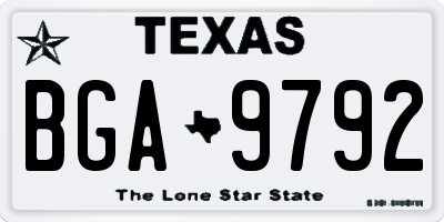 TX license plate BGA9792