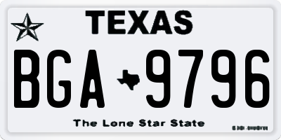 TX license plate BGA9796