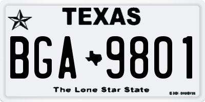 TX license plate BGA9801
