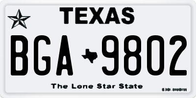 TX license plate BGA9802