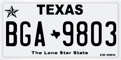TX license plate BGA9803