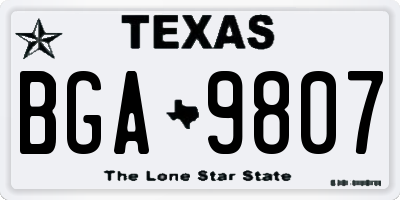 TX license plate BGA9807