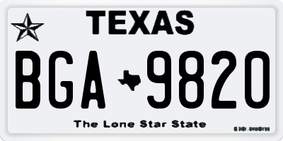 TX license plate BGA9820