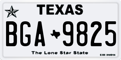 TX license plate BGA9825