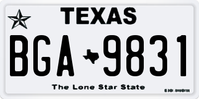 TX license plate BGA9831