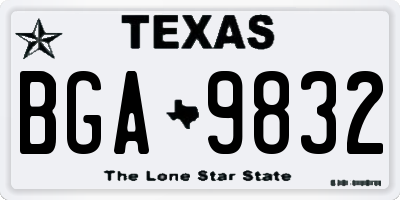 TX license plate BGA9832