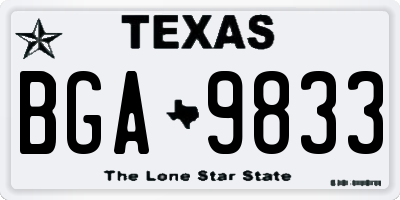 TX license plate BGA9833