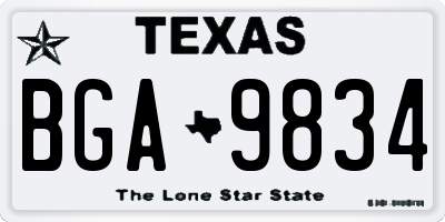 TX license plate BGA9834