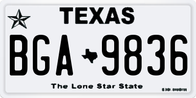 TX license plate BGA9836