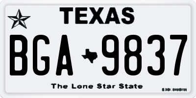 TX license plate BGA9837