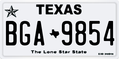 TX license plate BGA9854
