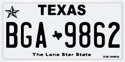 TX license plate BGA9862