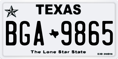 TX license plate BGA9865