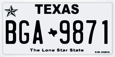 TX license plate BGA9871